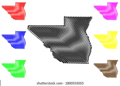 Pike County, Illinois (U.S. county, United States of America, USA, U.S., US) map vector illustration, scribble sketch Pike map