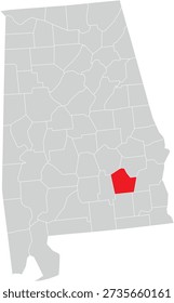 Pike County on Alabama State Map Editable Vector