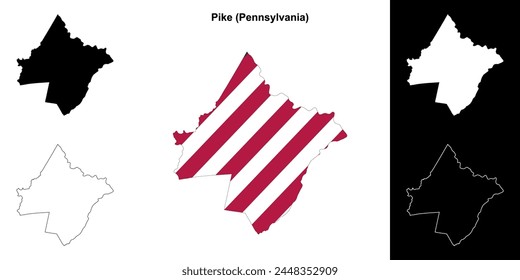 Pike County (Pennsylvania) outline map set