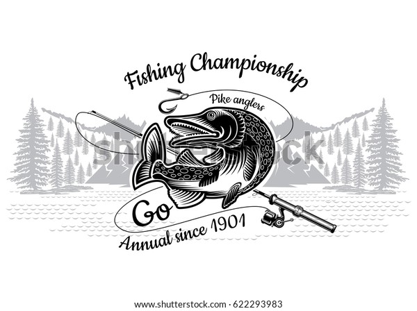 Download Pike Fish Bend Crossed Fishing Rod Stock Vector (Royalty ...