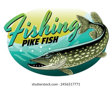 Pike Fish Fishing Vintage T-Shirt Design