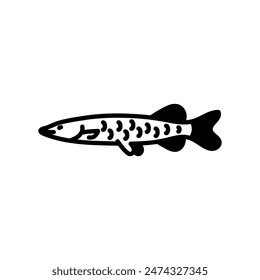 Pike Fish Glyph Icon, Vector illustration