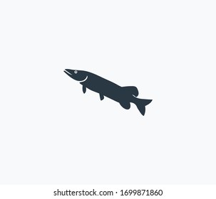 Pike fish icon isolated on clean background. Pike fish icon concept drawing icon in modern style. Vector illustration for your web mobile logo app UI design.