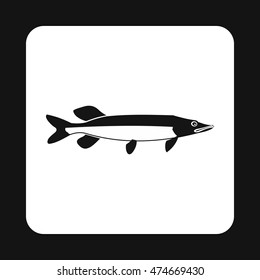 Pike fish icon in simple style isolated on white background. Inhabitants aquatic environment symbol