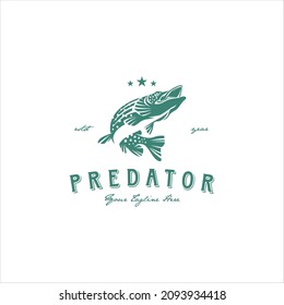 Pike Fish Predator Logo Design Vector Image