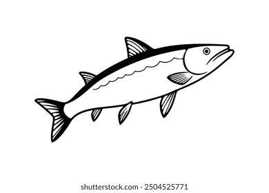 Pike Fish silhouette black vector illustration artwork