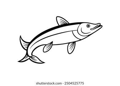 Pike Fish silhouette black vector illustration artwork