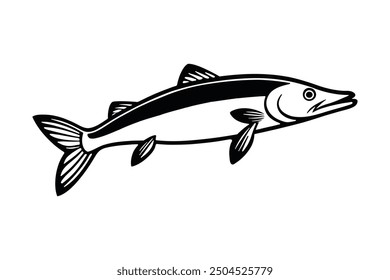 Pike Fish silhouette black vector illustration artwork