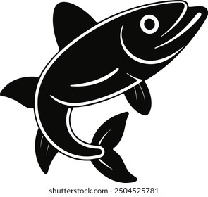 Pike Fish silhouette black vector illustration artwork