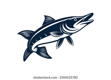 Pike Fish silhouette black vector illustration artwork