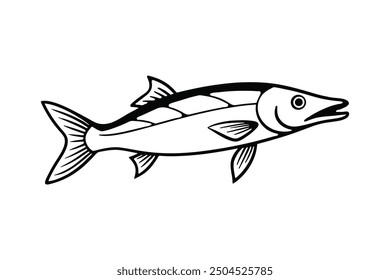 Pike Fish silhouette black vector illustration artwork