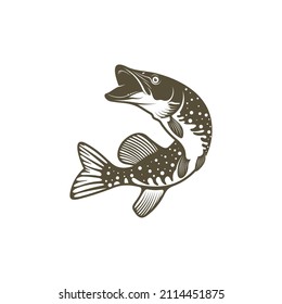 Pike fish silhouette vector illustration. Design for fishing club or team as well as seafood
