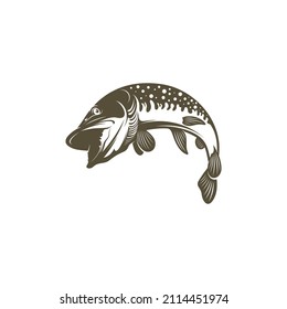 Pike fish silhouette vector illustration. Design for fishing club or team as well as seafood
