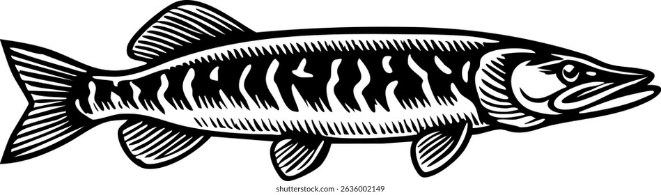 Pike fish silhouette vector illustration