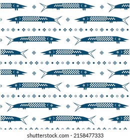 pike fish, fish vector pattern design, sea blue vector pattern design.