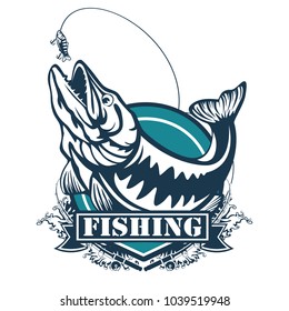 Pike Fishing Emblem Pike Fish Logo Stock Vector (Royalty Free ...