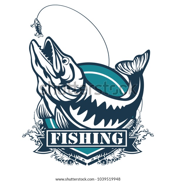 Pike Fishing Emblem Pike Fish Logo Stock Vector (Royalty Free ...