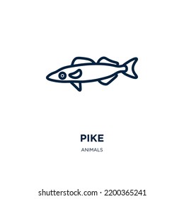 pike icon from animals collection. Thin linear pike, sharp, tools outline icon isolated on white background. Line vector pike sign, symbol for web and mobile
