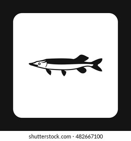 Pike icon in simple style isolated on white background. Sea creatures symbol vector illustration