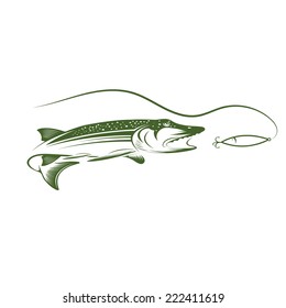 pike and lure vector design template