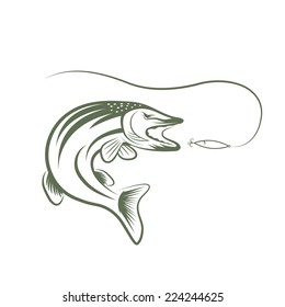 pike and lure vector design template