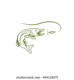 pike and lure vector design template illustration