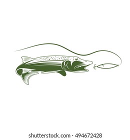 pike and lure vector design template illustration