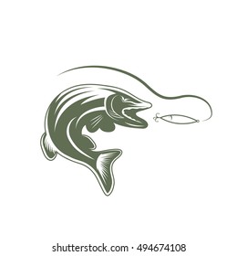 pike and lure vector design template illustration