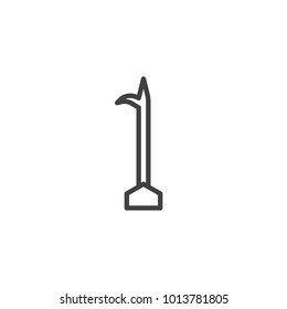 Pike pole line icon, outline vector sign, linear style pictogram isolated on white. Fireman hook tool symbol, logo illustration. Editable stroke