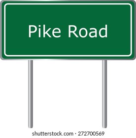 Pike Road, Alabama, road sign green vector illustration, road table, USA city