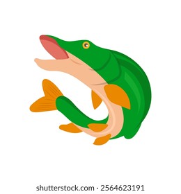 Pike Seafood Vector Illustration, Isolated