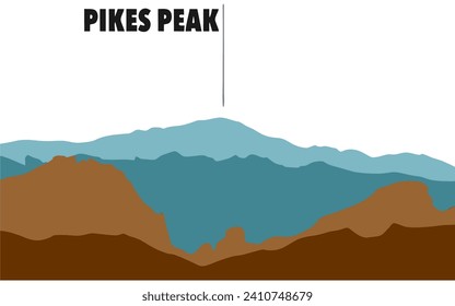 Pikes Peak, Mountain Valley und Red Rocks Scenic Landschaft Vektorgrafik