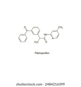 Piketoprofen flat skeletal molecular structure NSAID drug used in Pain treatment. Vector illustration scientific diagram.