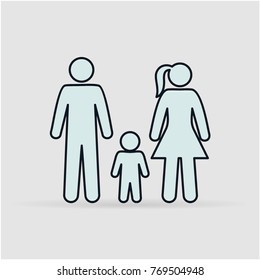 piktorgammy family, man, woman, child, isolated simple icons, father, mother and son are standing