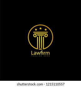 pilar lawfirm logo with gold luxury vector icon isolated
