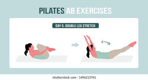 Pilates AB exercise double leg stretch - a concept illustraion of pilates