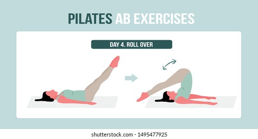 Pilates AB exercise roll over - a concept illustraion of pilates