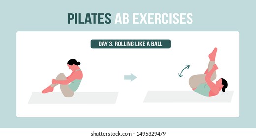 Pilates AB exercise rolling lika a ball - a concept illustraion of pilates