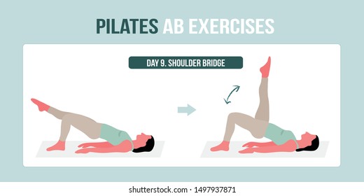 Pilates AB exercise shoulder bridge - a concept illustraion of pilates