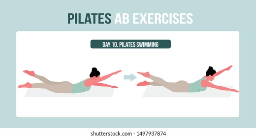 Pilates AB exercise pilates swimming - a concept illustraion of pilates