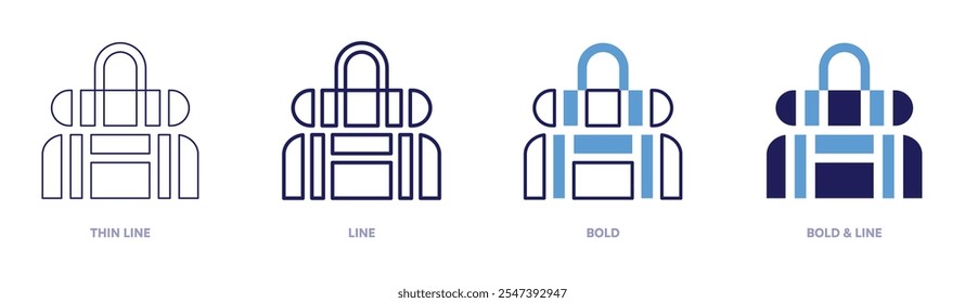 Pilates bag icon in 4 different styles. Thin Line, Line, Bold, and Bold Line. Duotone style. Editable stroke.