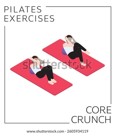 Pilates Ball Exercise Core Crunch Vector