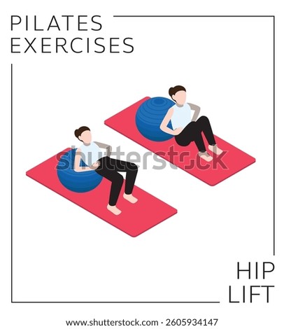 Pilates Ball Exercise Hip Lift Vector