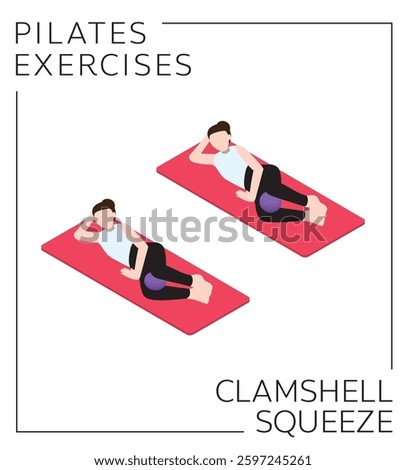 Pilates Ball Exercise Pose Clamshell Squeeze Vector