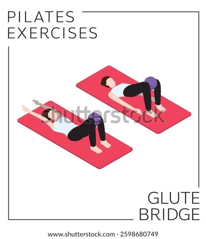 Pilates Ball Exercise Pose Glute Bridge Vector
