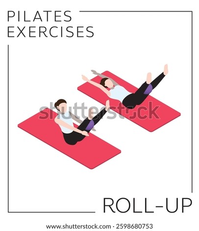Pilates Ball Exercise Pose Roll-up Vector