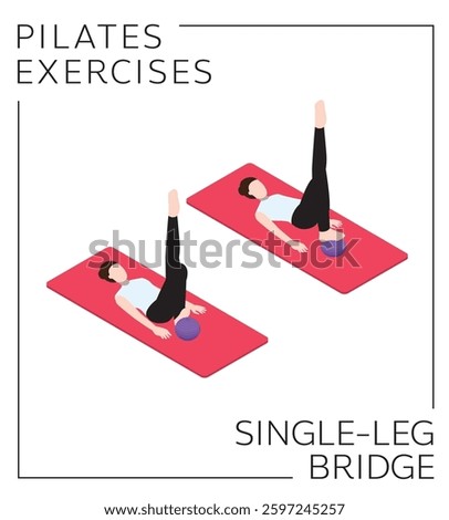 Pilates Ball Exercise Pose Single-Leg Bridge Vector