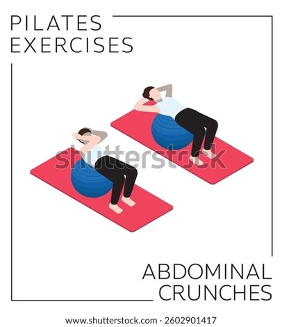 Pilates Ball Exercise Pose Sit Up Abdominal Crunches Vector