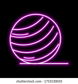 Pilates ball icon. Glowing sign logo vector