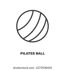 icono de bola de pilates. Icono de pelota de pillado delgada de la colección Fitness and Gym. Vector de contorno aislado en fondo blanco. El símbolo de pelota de pilates editable puede ser usado web y móvil